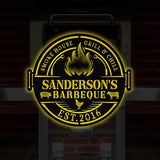 Personalized Metal Barbecue Wall Sign with Led Light, Custom Grill Sign, Barbecue Sign for Outdoor, Large BBQ Sign, Barbecue Wall Art Decor