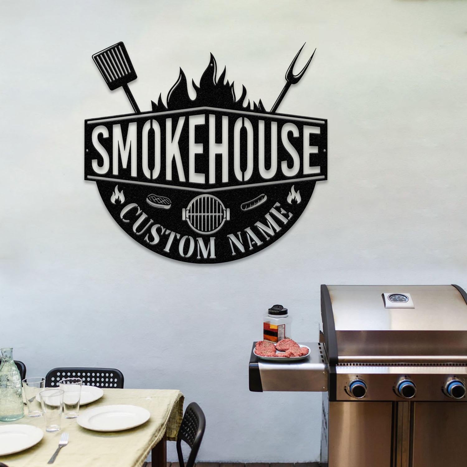 Personalized Metal Barbecue Wall Sign with Led Light, Custom Grill Sign, Barbecue Sign for Outdoor, Large BBQ Sign, Barbecue Wall Art Decor