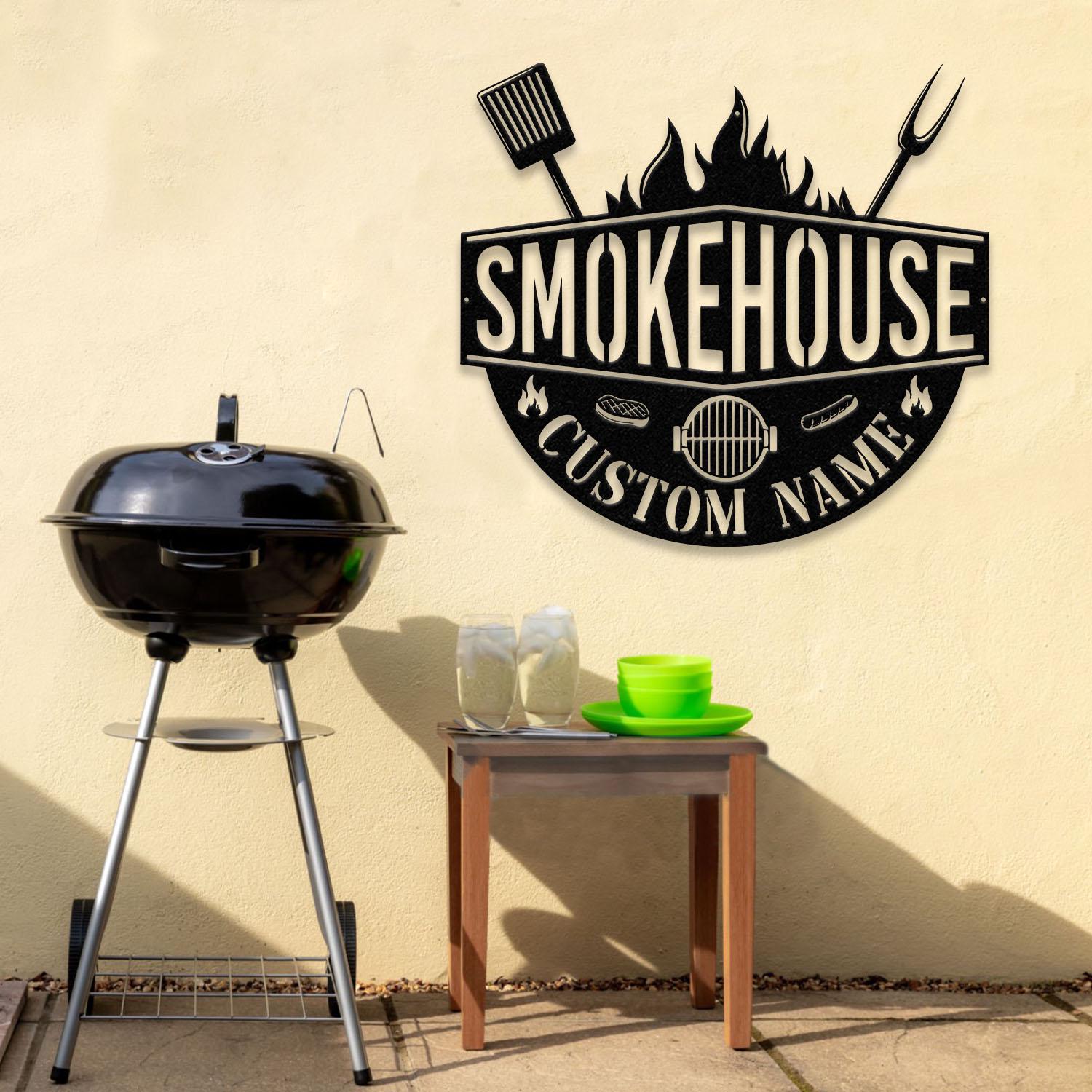 Personalized Metal Barbecue Wall Sign with Led Light, Custom Grill Sign, Barbecue Sign for Outdoor, Large BBQ Sign, Barbecue Wall Art Decor