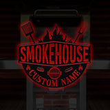 Personalized Metal Barbecue Wall Sign with Led Light, Custom Grill Sign, Barbecue Sign for Outdoor, Large BBQ Sign, Barbecue Wall Art Decor