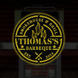 Personalized Metal Barbecue Wall Sign with Led Light, Custom Grill Sign, Barbecue Sign for Outdoor, Large BBQ Sign, Barbecue Wall Art Decor