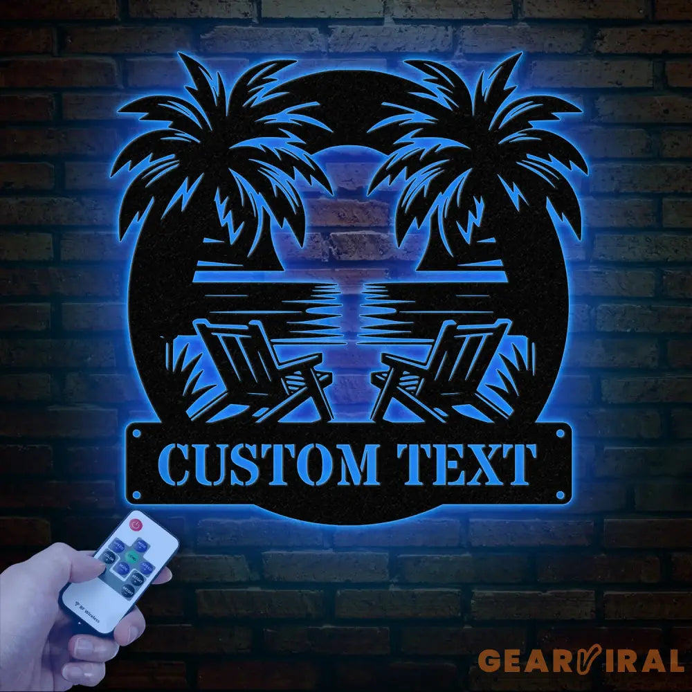 Personalized Metal Beach House Sign with LED Lights Custom Nautical Decor Coastal Lake House Sign Metal Oasis Sign