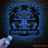 Personalized Metal Beach House Sign with LED Lights Custom Nautical Decor Coastal Lake House Sign Metal Oasis Sign