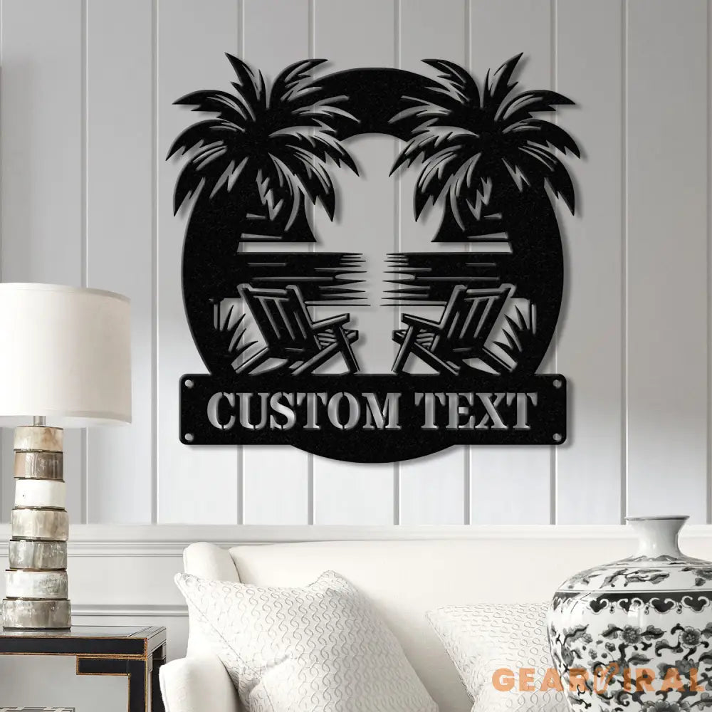 Personalized Metal Beach House Sign with LED Lights Custom Nautical Decor Coastal Lake House Sign Metal Oasis Sign