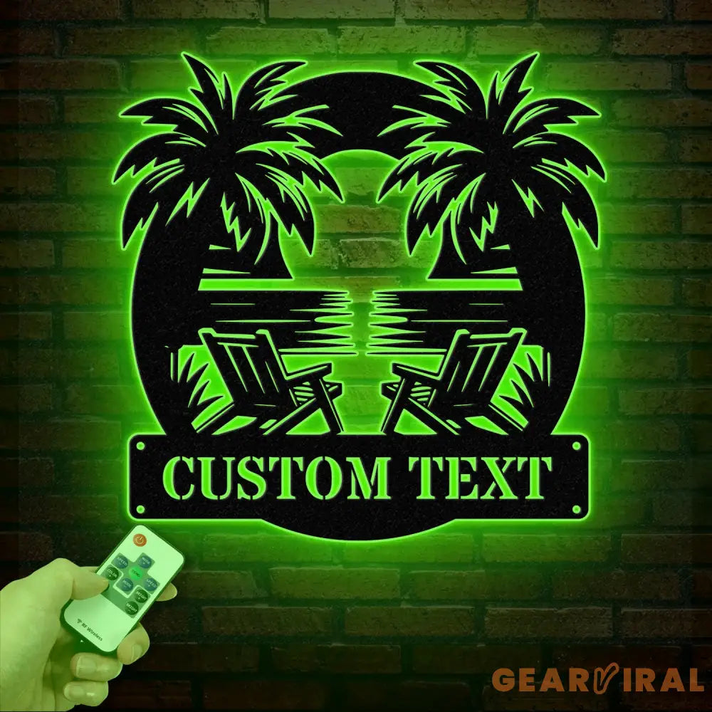 Personalized Metal Beach House Sign with LED Lights Custom Nautical Decor Coastal Lake House Sign Metal Oasis Sign