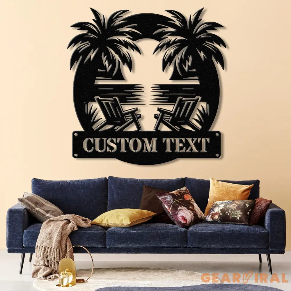 Personalized Metal Beach House Sign with LED Lights Custom Nautical Decor Coastal Lake House Sign Metal Oasis Sign