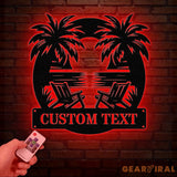 Personalized Metal Beach House Sign with LED Lights Custom Nautical Decor Coastal Lake House Sign Metal Oasis Sign