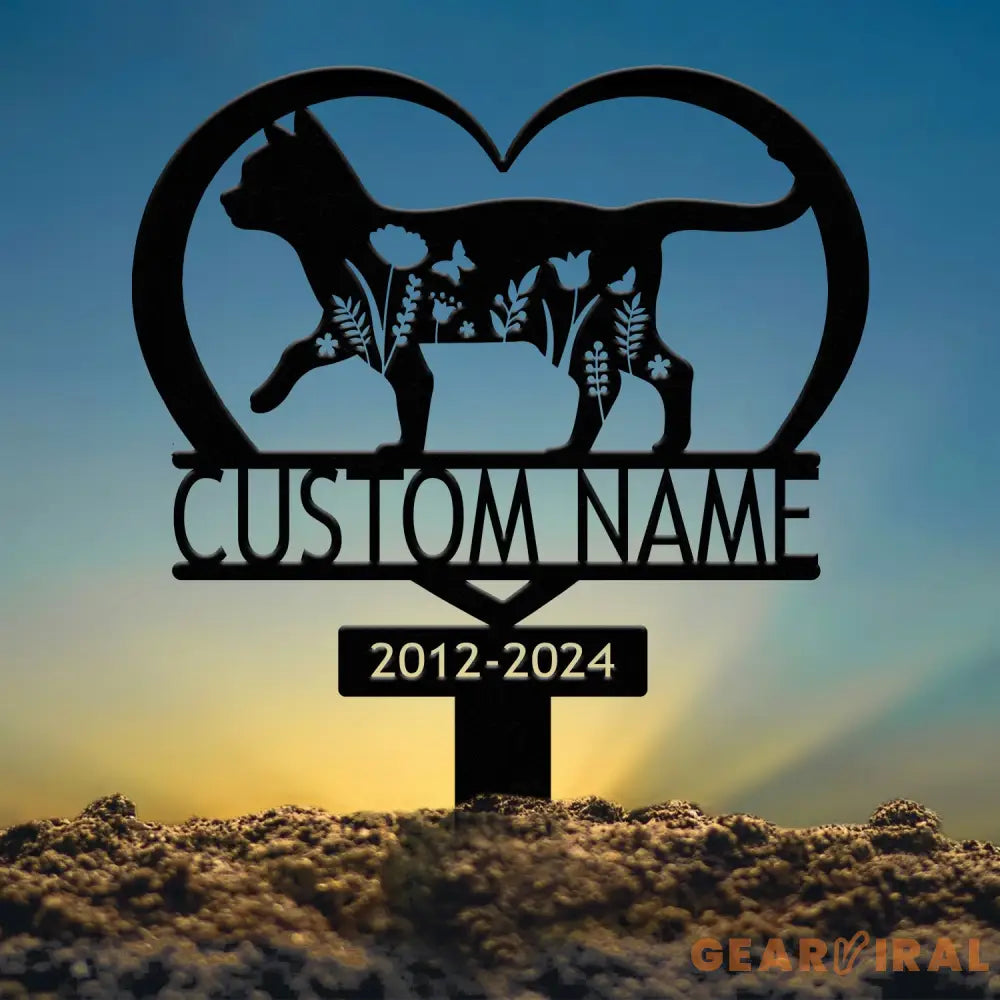 Personalized Metal Cat Grave Marker - Custom Cat Memorial Stake with Flowers Cat Cemetery Stake Garden Decor Pet Loss