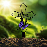 Personalized Metal Cross Memorial Stake, Butterfly Memorial Stake, Memory Cross Sign Gift, Remembrance Stake, Sympathy Gift, Grave Marker