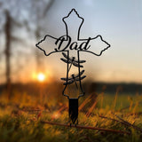 Personalized Metal Cross Memorial Stake, Dragonfly Memorial Stake, Memory Cross Sign Gift, Remembrance Stake, Sympathy Gift, Grave Marker