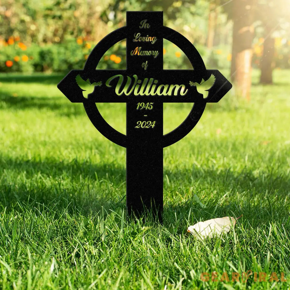 Personalized Metal Cross Memorial Stake Memorial Garden Decor Custom Grave Marker Remembrance Stake Memory Cross Sign