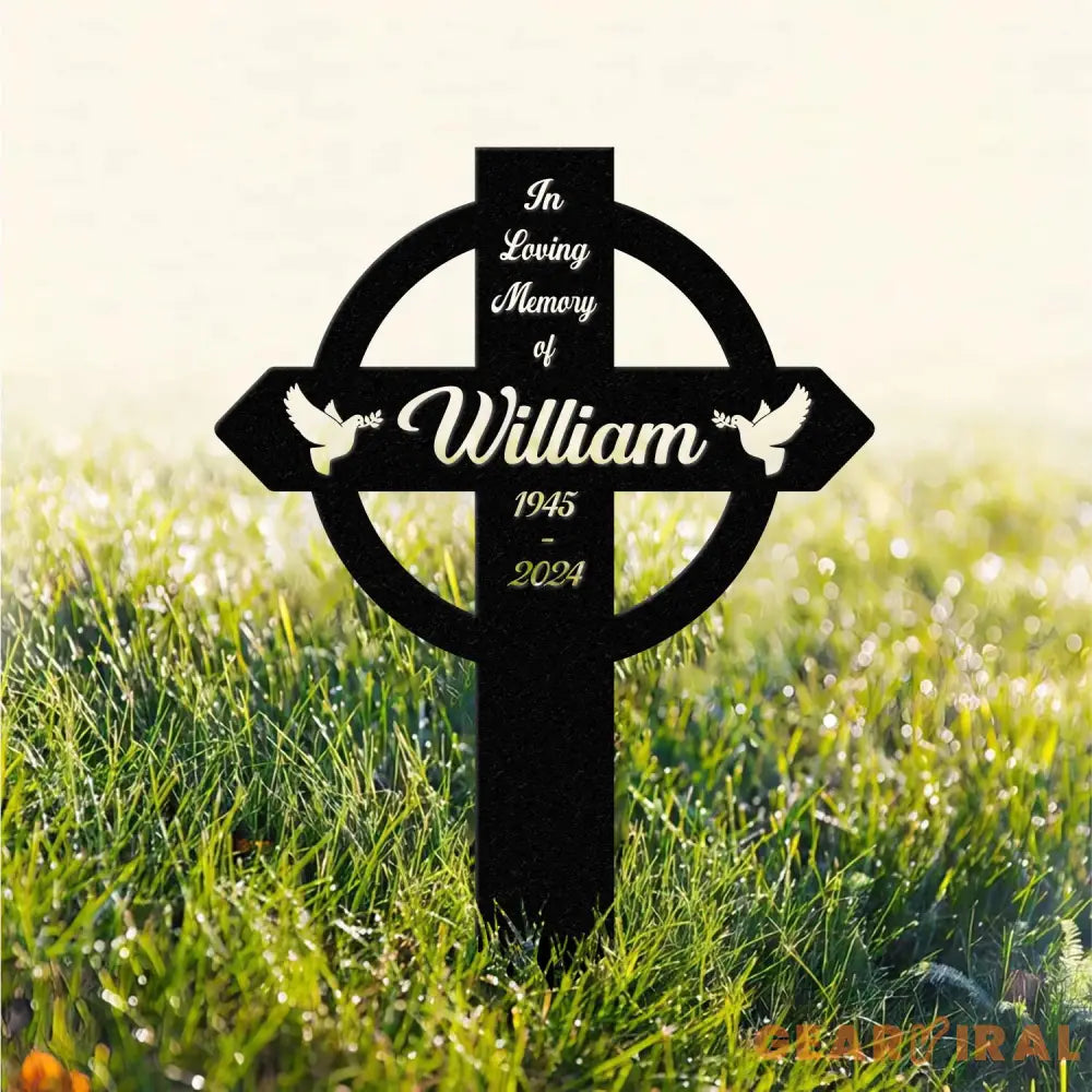 Personalized Metal Cross Memorial Stake Memorial Garden Decor Custom Grave Marker Remembrance Stake Memory Cross Sign