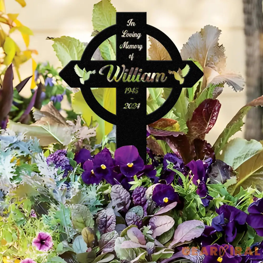 Personalized Metal Cross Memorial Stake Memorial Garden Decor Custom Grave Marker Remembrance Stake Memory Cross Sign