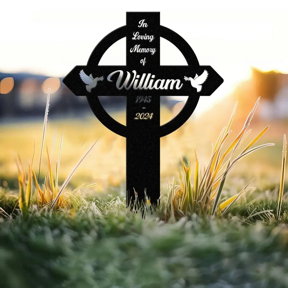 Personalized Metal Cross Memorial Stake Memorial Garden Decor Custom Grave Marker Remembrance Stake Memory Cross Sign