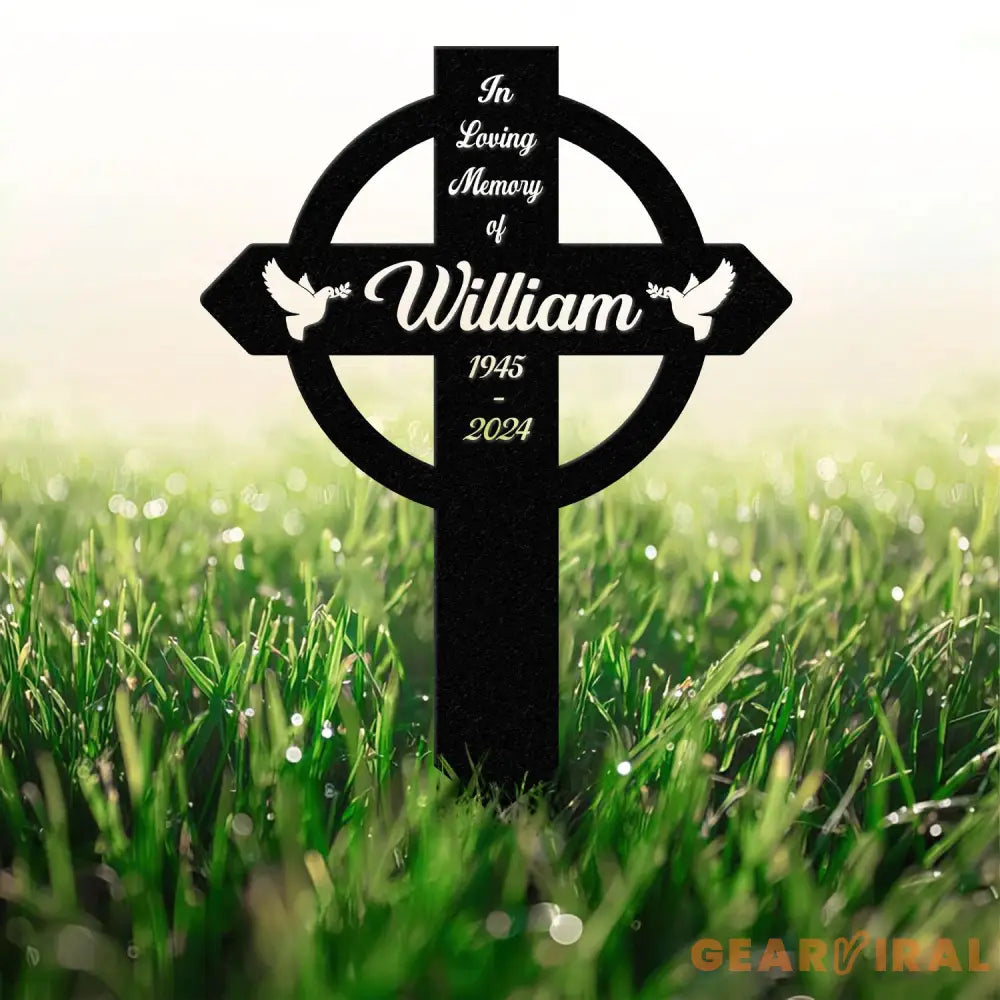 Personalized Metal Cross Memorial Stake Memorial Garden Decor Custom Grave Marker Remembrance Stake Memory Cross Sign