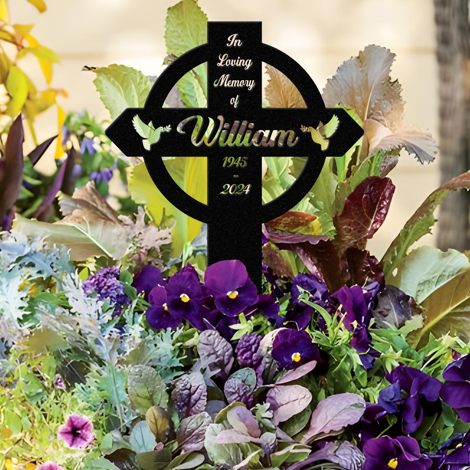 Personalized Metal Cross Memorial Stake, Memorial Garden Decor , Custom Grave Marker, Remembrance Stake, Memory Cross Sign Gift