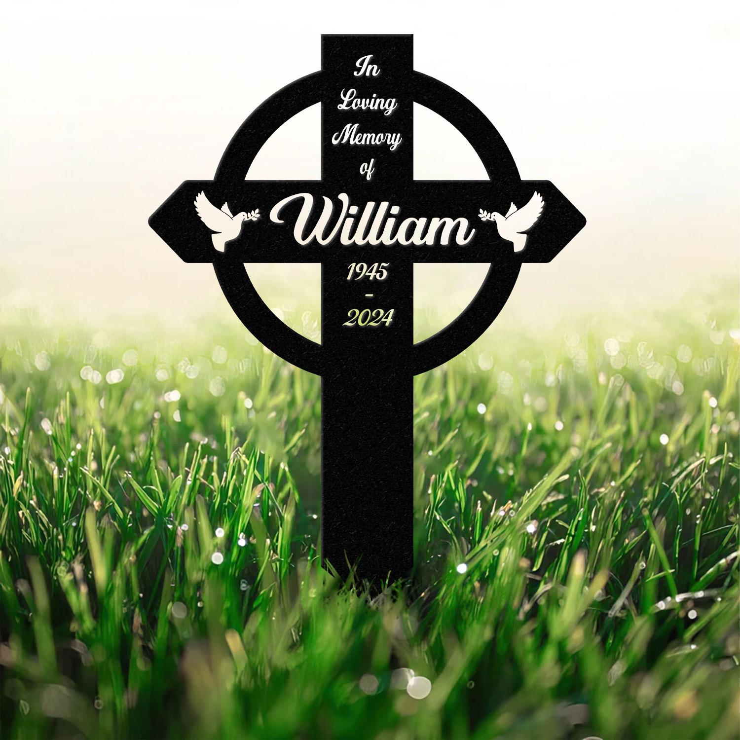 Personalized Metal Cross Memorial Stake, Memorial Garden Decor , Custom Grave Marker, Remembrance Stake, Memory Cross Sign Gift