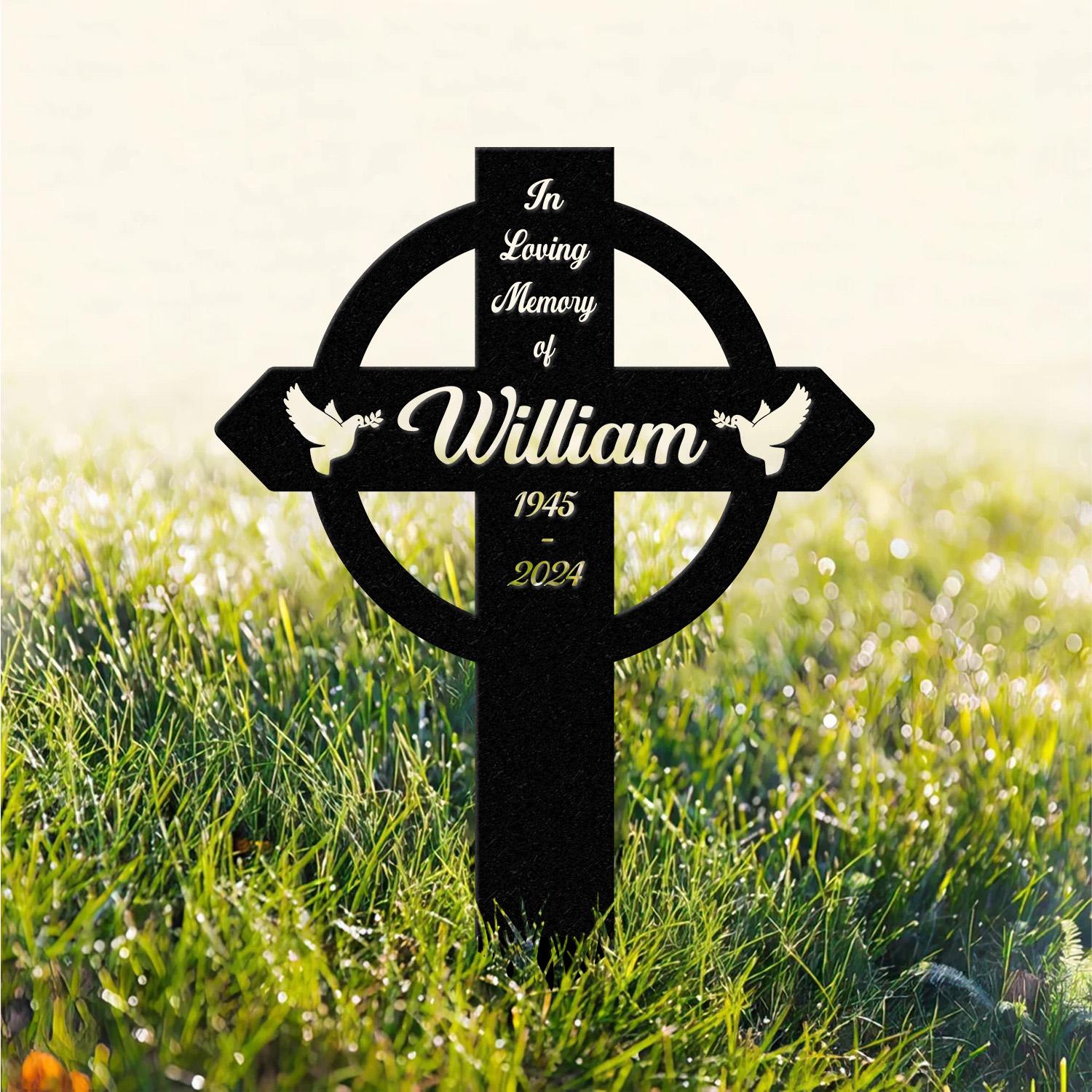 Personalized Metal Cross Memorial Stake, Memorial Garden Decor , Custom Grave Marker, Remembrance Stake, Memory Cross Sign Gift