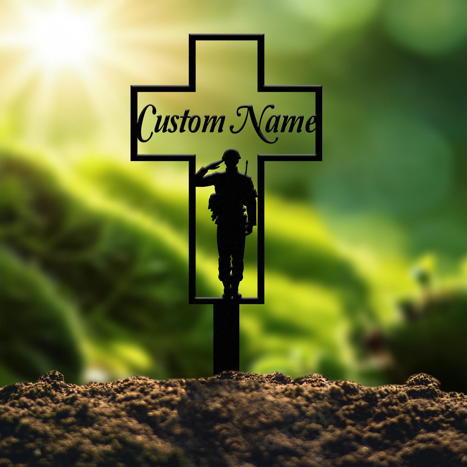 Personalized Metal Cross Memorial Stake, Veteran Memorial Stake, Memory Cross Sign Gift, Remembrance Stake, Sympathy Gift, Grave Marker