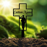 Personalized Metal Cross Memorial Stake, Veteran Memorial Stake, Memory Cross Sign Gift, Remembrance Stake, Sympathy Gift, Grave Marker