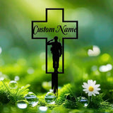 Personalized Metal Cross Memorial Stake, Veteran Memorial Stake, Memory Cross Sign Gift, Remembrance Stake, Sympathy Gift, Grave Marker