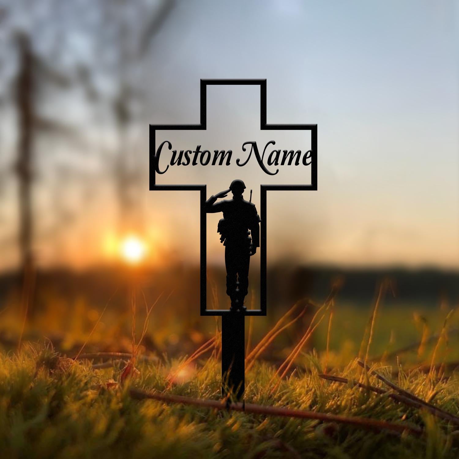 Personalized Metal Cross Memorial Stake, Veteran Memorial Stake, Memory Cross Sign Gift, Remembrance Stake, Sympathy Gift, Grave Marker