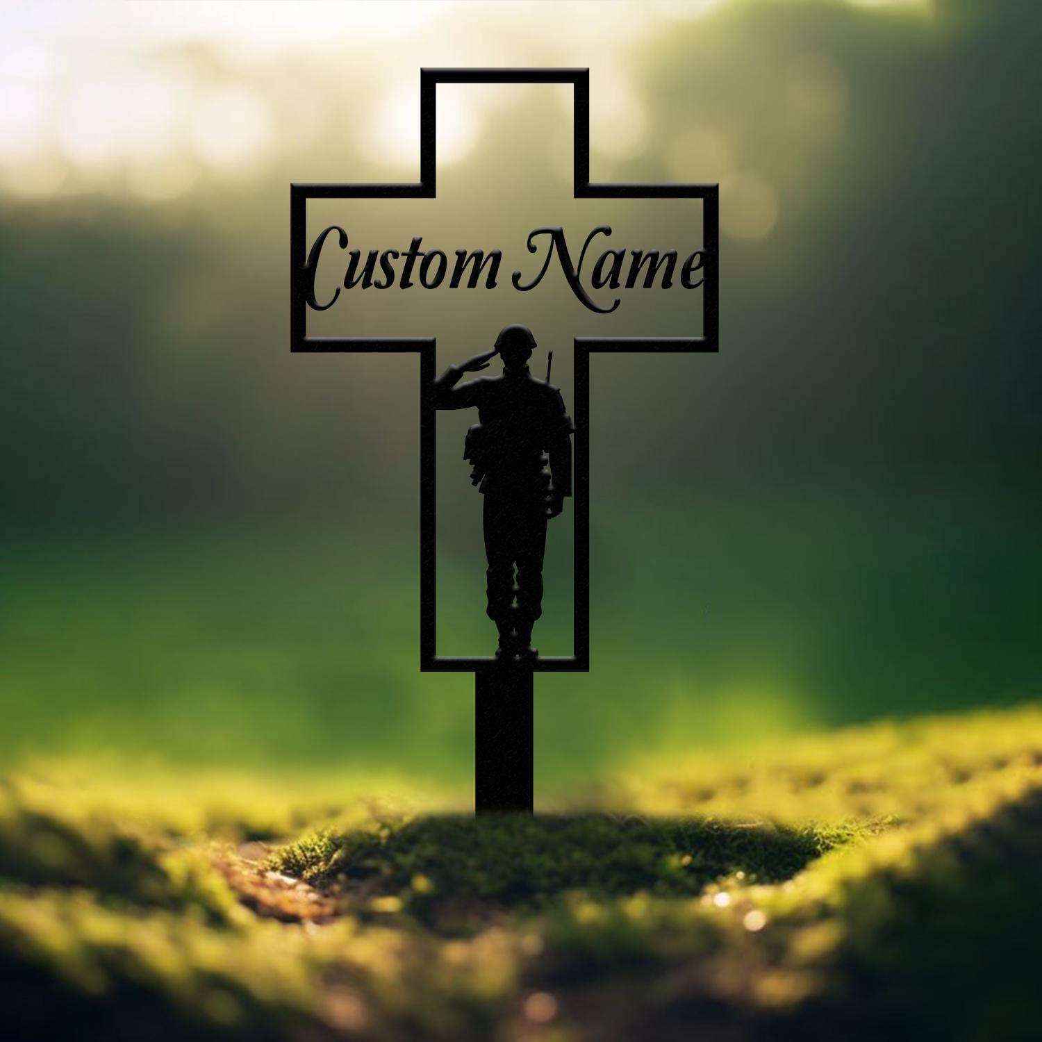 Personalized Metal Cross Memorial Stake, Veteran Memorial Stake, Memory Cross Sign Gift, Remembrance Stake, Sympathy Gift, Grave Marker