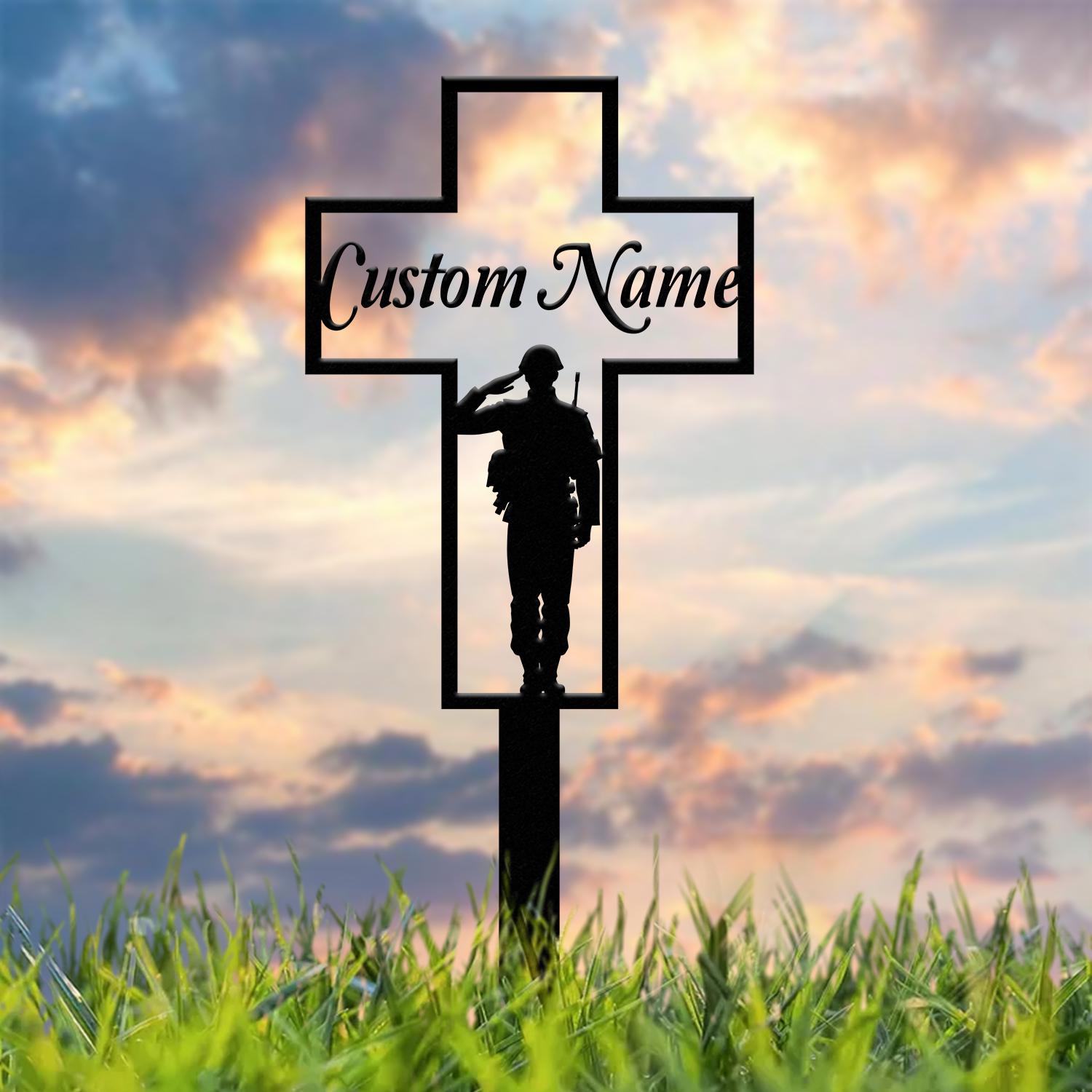 Personalized Metal Cross Memorial Stake, Veteran Memorial Stake, Memory Cross Sign Gift, Remembrance Stake, Sympathy Gift, Grave Marker