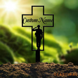 Personalized Metal Cross Memorial Stake Veteran Memorial Stake Memory Cross Sign Gift Remembrance Stake Sympathy Gift