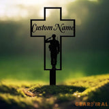 Personalized Metal Cross Memorial Stake Veteran Memorial Stake Memory Cross Sign Gift Remembrance Stake Sympathy Gift