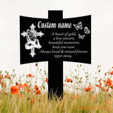 Personalized Metal Cross with Praying Hands Memorial Stake Memorial Garden Decor Custom Grave Marker Remembrance Stake