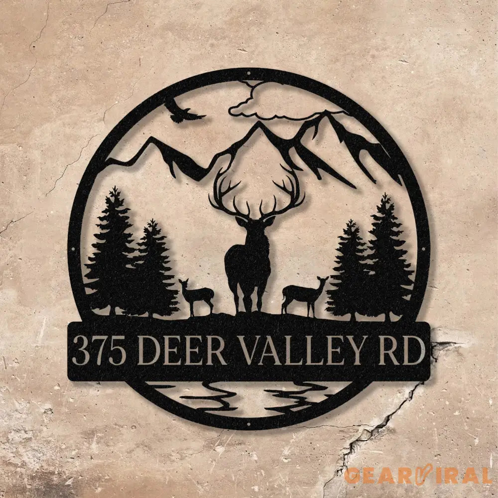 Personalized Metal Deer Family Scene Outdoor Sign Hunting Gift for Men Outdoor Decor - Gearviral