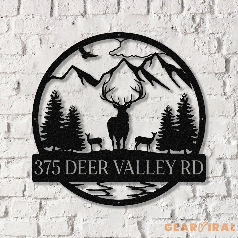 Personalized Metal Deer Family Scene Outdoor Sign Hunting Gift for Men Outdoor Decor - Gearviral