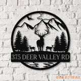 Personalized Metal Deer Family Scene Outdoor Sign Hunting Gift for Men Outdoor Decor - Gearviral