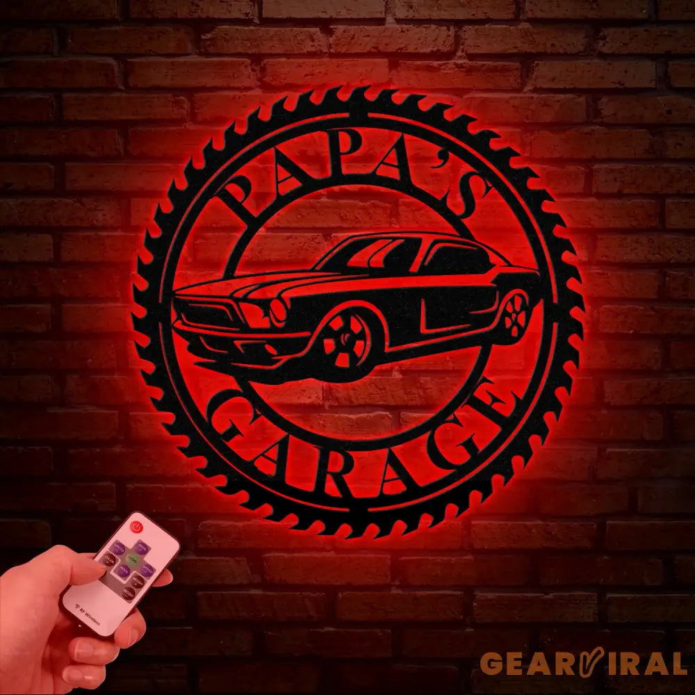 Personalized Metal Garage Sign with LED Light Custom Man Cave Wall Art Dad’s Gift American Car Pickup Motorbike