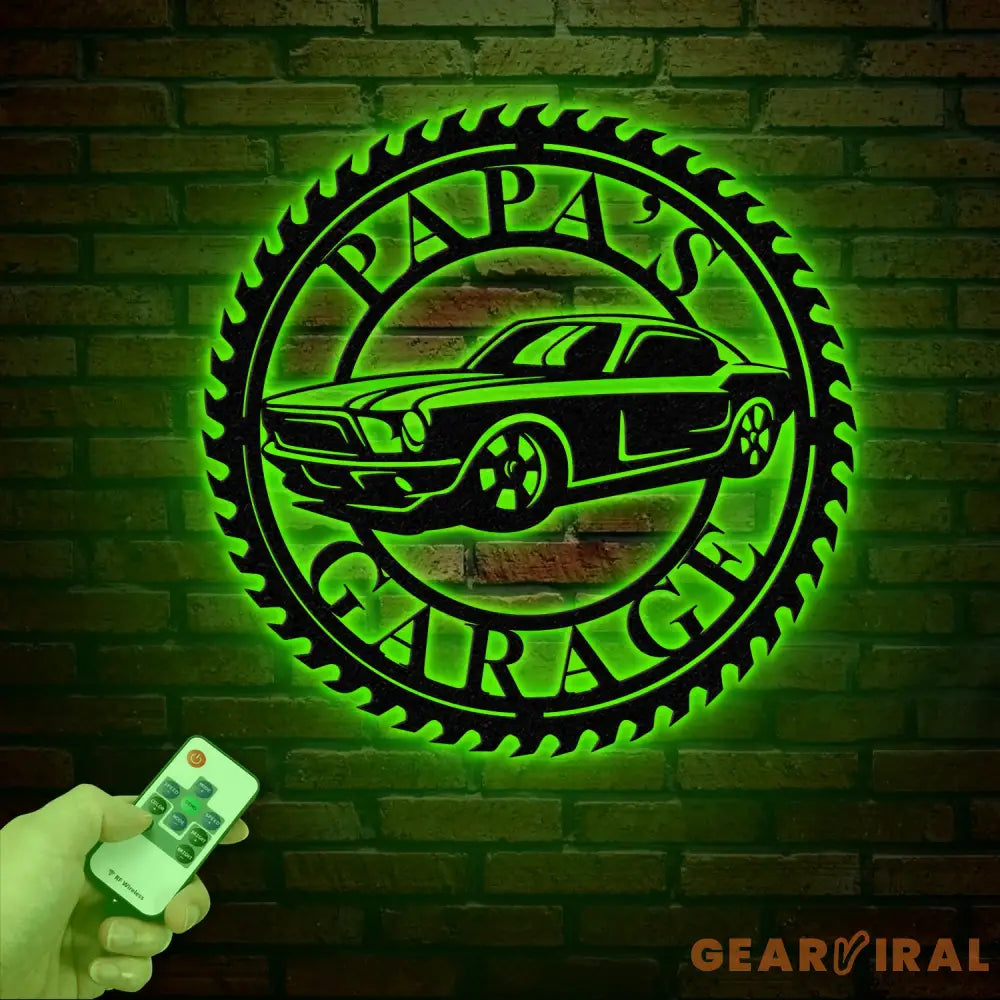 Personalized Metal Garage Sign with LED Light Custom Man Cave Wall Art Dad’s Gift American Car Pickup Motorbike