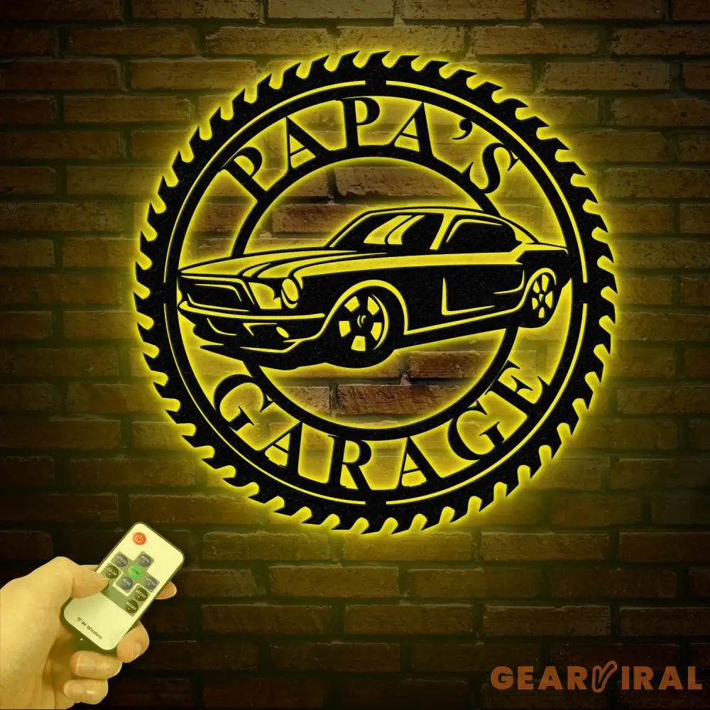 Personalized Metal Garage Sign with LED Light Custom Man Cave Wall Art Dad’s Gift American Car Pickup Motorbike