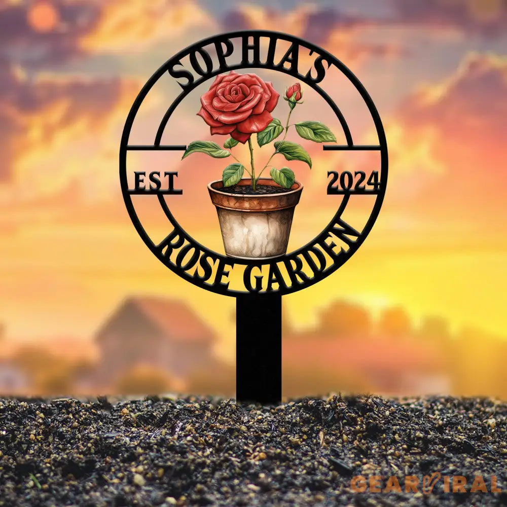 Personalized Metal Garden Sign Custom Roses Garden Stake Gardener Decor Outdoor Garden Sign Greenhouse Sign Gardening