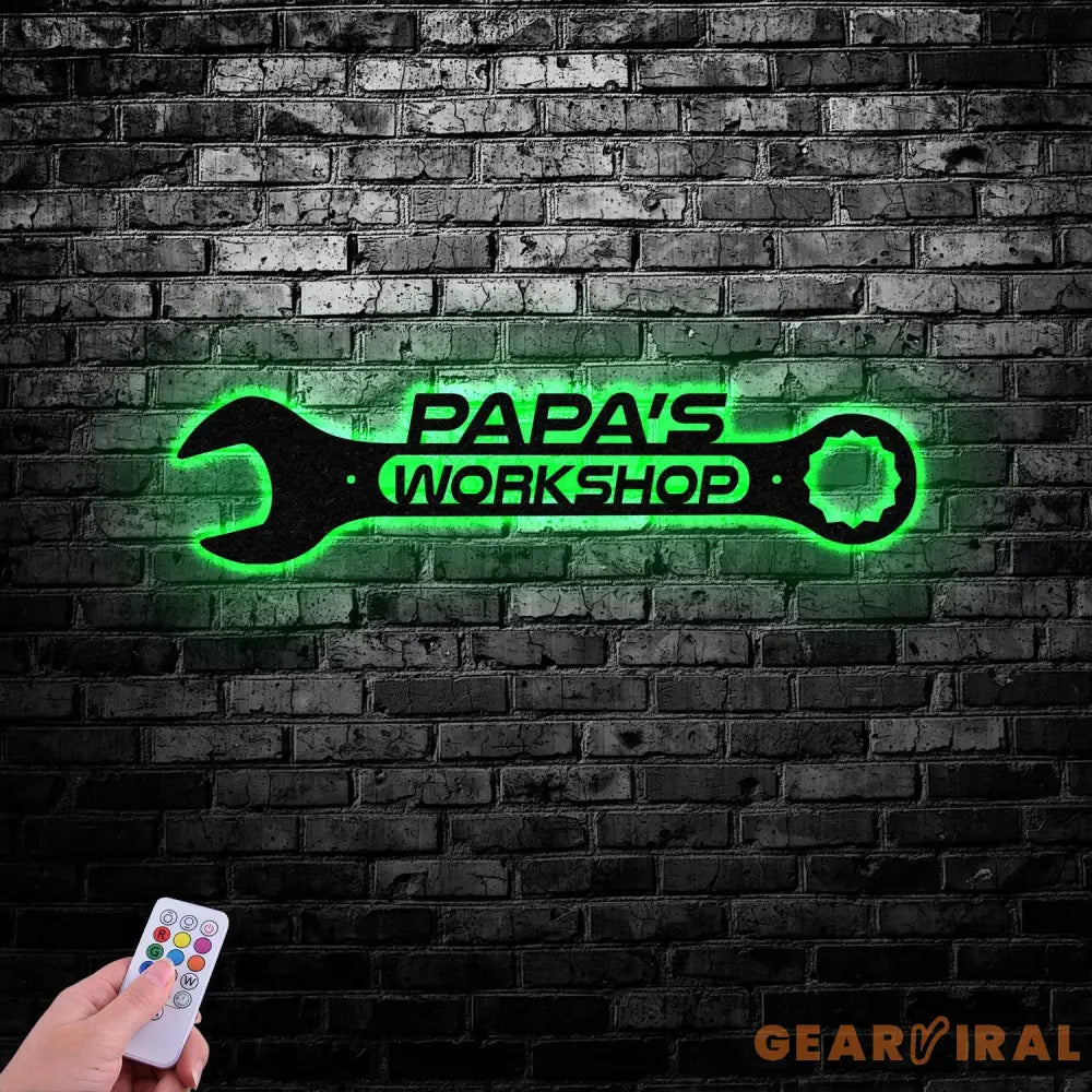 Personalized Metal LED Lights Garage Sign Custom Name Garage Decor Wrench Sign Dad Gift Gift for Dad Metal Sign LED