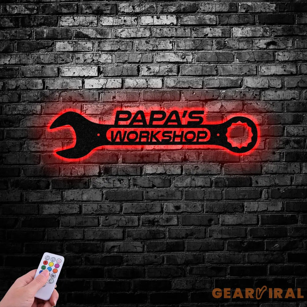 Personalized Metal LED Lights Garage Sign Custom Name Garage Decor Wrench Sign Dad Gift Gift for Dad Metal Sign LED