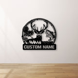 Personalized Metal Monogram Sign, Great Outdoors Hunting Trio, Birthday Gift for Dad Grandpa, Fisherman Gift, Hunter Gift