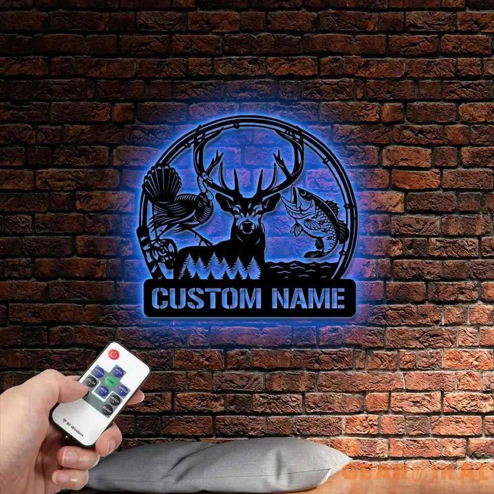 Personalized Metal Monogram Sign Great Outdoors Hunting Trio Birthday Gift for Dad Grandpa Fisherman Gift Hunter Gift