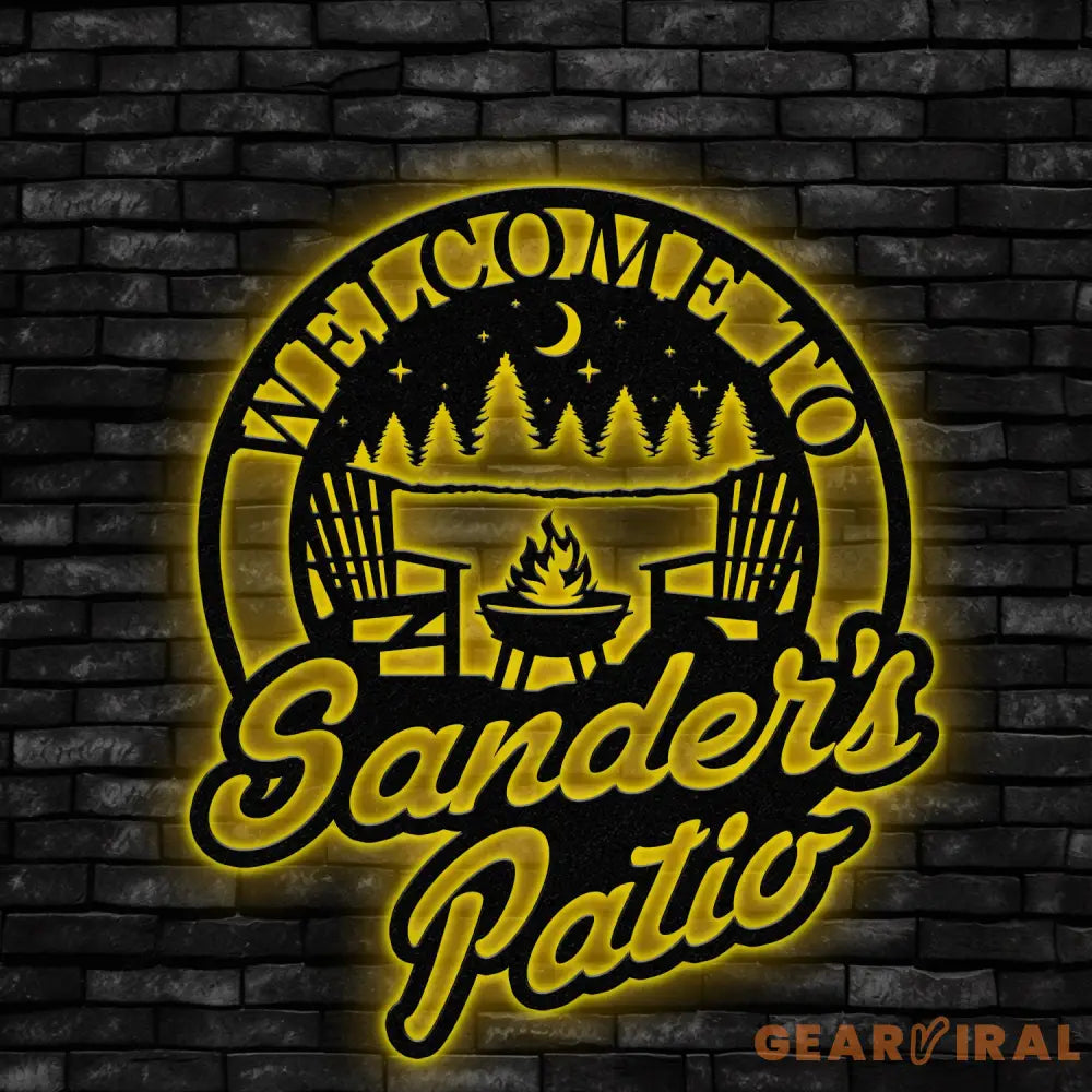 Personalized Metal Patio Sign with Led Lights Welcome to Our Patio Sign Custom Family Name Custom Family Last Name Sign