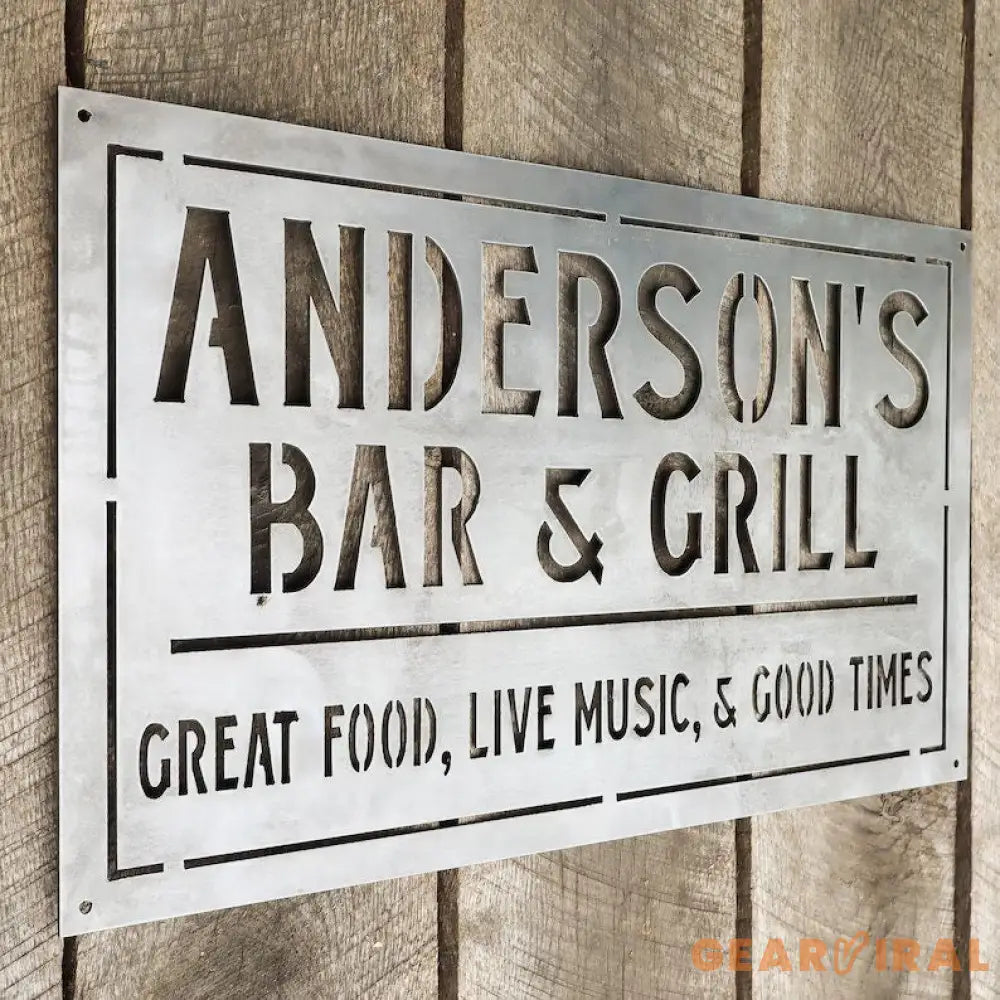 Personalized Metal Sign Metal Sign Family Bar and Grill Sign - Personalized Decor - Wall Art - Personalized Gifts