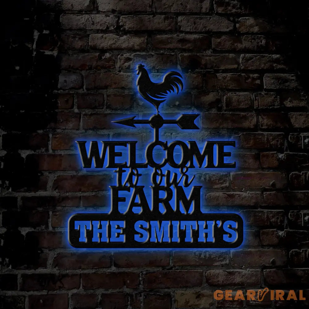Personalized Metal Welcome Farm Sign with Rooster Rustic Outdoor Yard Decor Custom Name Farmhouse Wall Art Farm