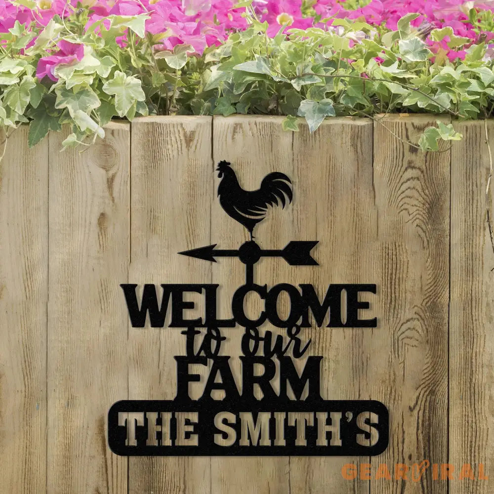 Personalized Metal Welcome Farm Sign with Rooster Rustic Outdoor Yard Decor Custom Name Farmhouse Wall Art Farm