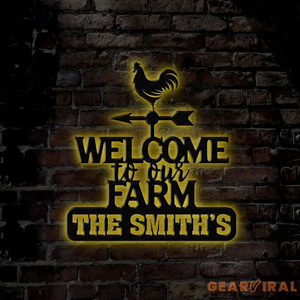 Personalized Metal Welcome Farm Sign with Rooster Rustic Outdoor Yard Decor Custom Name Farmhouse Wall Art Farm