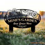 Personalized Mimi Garden Love Grows Here Metal Sign Flower Sign with Stakes Gift for Grandma - Gearviral