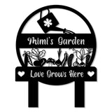 Personalized Mimi Garden Love Grows Here Metal Sign Garden Stake Sign Gardening Gifts Gift For Grandma - Gearviral