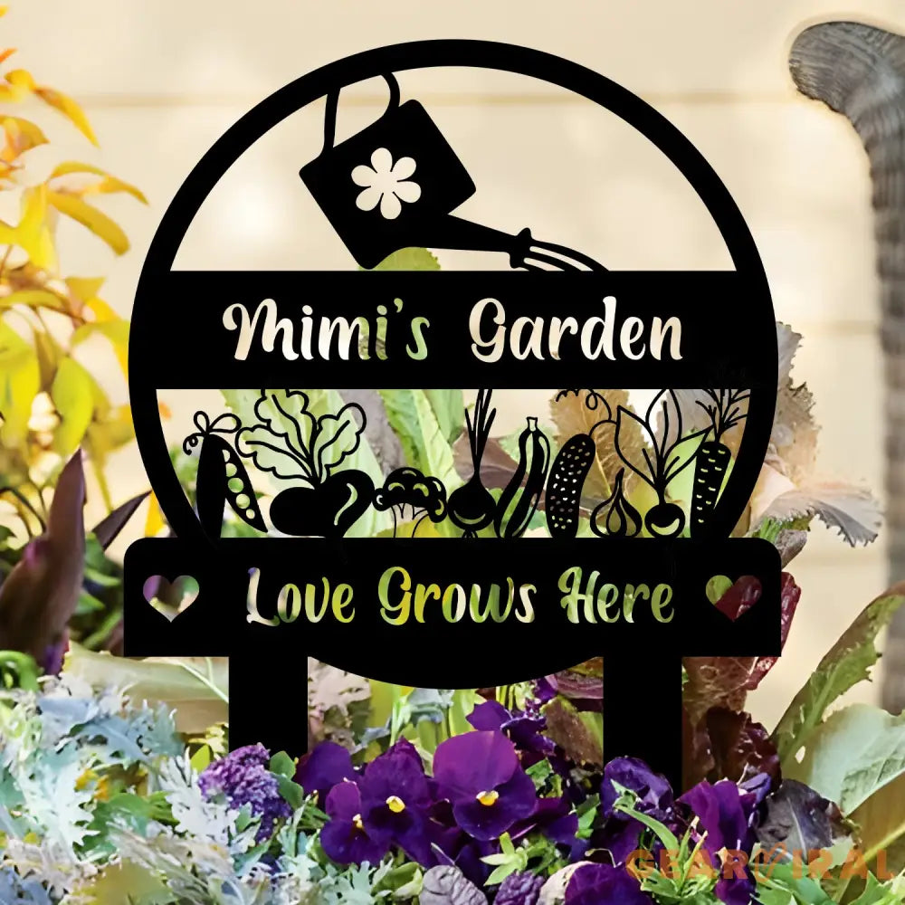 Personalized Mimi Garden Love Grows Here Metal Sign Garden Stake Sign Gardening Gifts Gift For Grandma - Gearviral